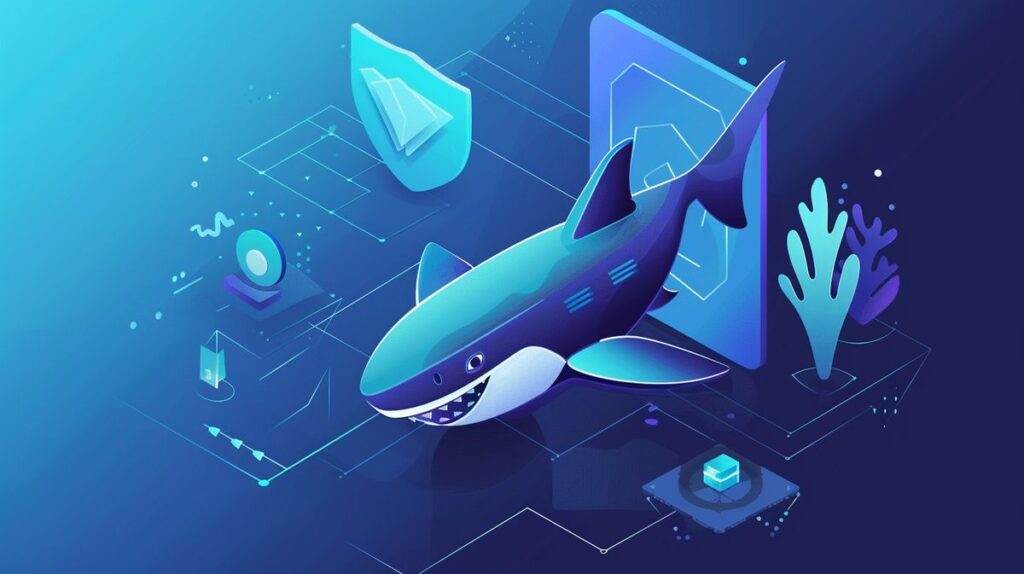 Surfshark VPN logosu ve güvenli internet bağlantısı simgesi